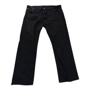 Levis 501 Black Denim Button Fly Jeans Straight Leg Relaxed Fit Mens 48x34